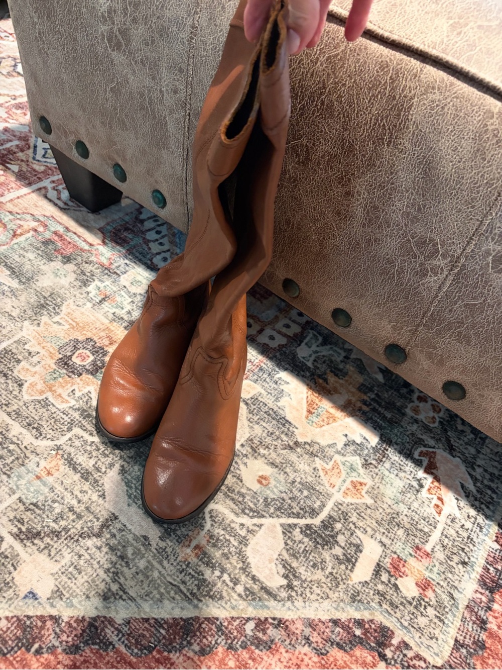 Frye Tan Leather Knee High Boots